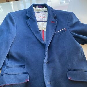 Zara Man stylish blue denim couture button up blazer